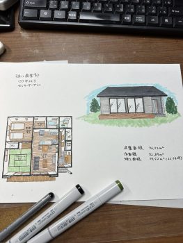 平屋プラン集の手書きパース